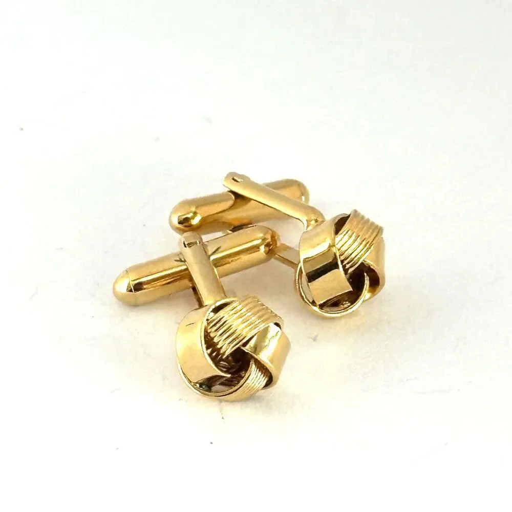 Vintage Gold Tone Knotted Cuff Links